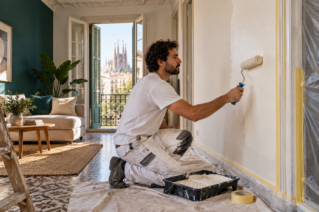 Pintura d’una paret interior d’un habitatge